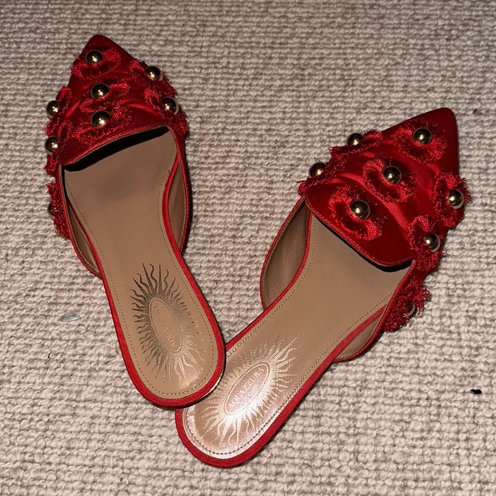 Beautiful red and gold Aquazurra flats